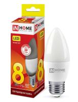 Лампа светодиодная LED-СВЕЧА-VC 8Вт 230В E27 3000К 720лм IN HOME 4690612020440
