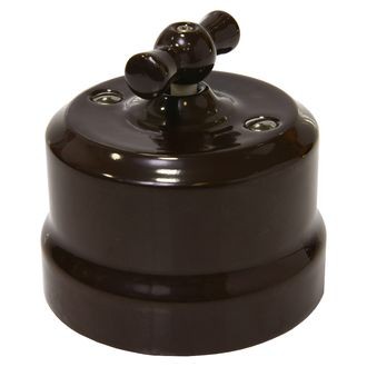 Выключатель 1кл. О/П проходной керамика коричневый (KERUDA Verona)