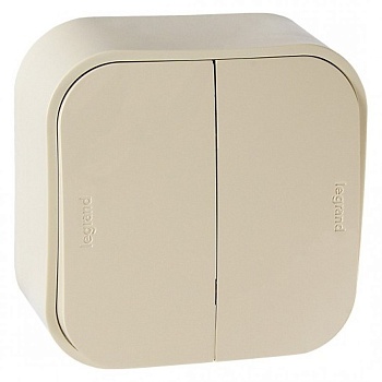 Выключатель   2кл. О/П /крем/ (LEGRAND Quteo) (782232)