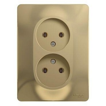 Розетка 2-м СП Glossa 16А IP20 без заземл. в сборе титан SchE GSL000420