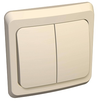 Выключатель   2кл. О/П с подсветкой/крем/(Lexel Этюд) (ВА10-006К)