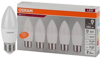 Лампа светодиодная LED Value LVCLB60 7SW/840 230В E27 2х5 RU (уп.5шт) OSRAM 4058075578043