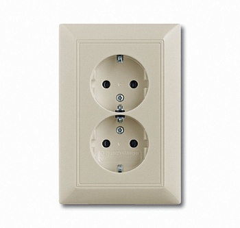 Механизм РОЗЕТКИ 2ая с з/к  Беж ABB Basic 55 [2014-0-1463(20-02 EUJ-92)]