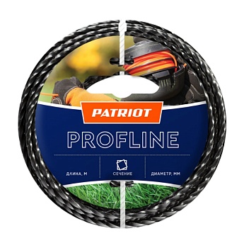 ЛЕСКА ДЛЯ ТРИММЕРА  2,4мм (катушка 15м) "PATRIOT" PROFLINE квадрат витой (черная) (805402206)