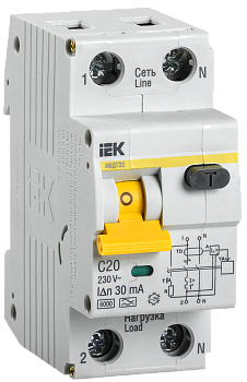 Дифференциальный автомат  2п  20А/ 30мА  "ИЭК" АВДТ-32 (MAD22-5-020-C-30)