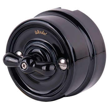 Выключатель на 4 положения двухклавишный (черный) Ретро WERKEL