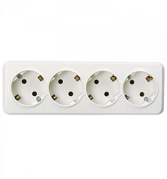 Розетка   4-я  О/П З/К /белая/ Юпитер "Smartbuy" (SBE-03w-16-S4-Z)