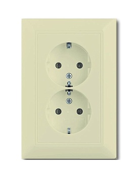 Механизм РОЗЕТКИ 2ая с з/к шторки  Беж ABB Basic 55 [2021-0-0379(20-02 EUKS-92)]