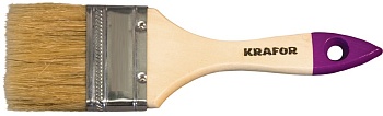 Кисть плоская, 63мм "KRAFOR" натур.щетина, дерев.ручка  (49195)