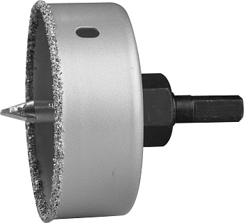 КОРОНКА-ЧАШКА "ЗУБР""ЭКСПЕРТ" с карбид-вольфрамовой крошкой,в сборе,высота 25мм,76мм (33360-076)