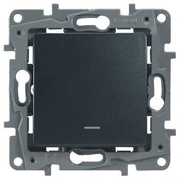 Механизм выключателя 1-кл.С/П с подсветкой  (антрацит) (Legrand Etika) (672603)