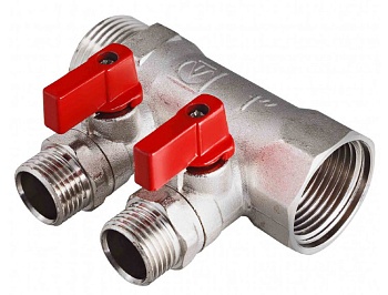 Коллектор  VALTEC с отсекающими кранами,1"х2 вых,1/2" нар.(VTc.580.N.0602)