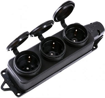 Колодка 3-м "КОМПАКТ" однофазная с заглушками (каучук) UNIVersal 1323