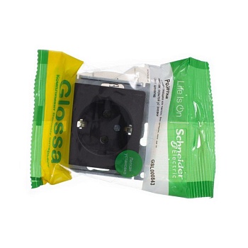 Механизм розетки 1-м СП 1мод. Glossa 16А IP20 с заземл. шоколад SchE GSL000843