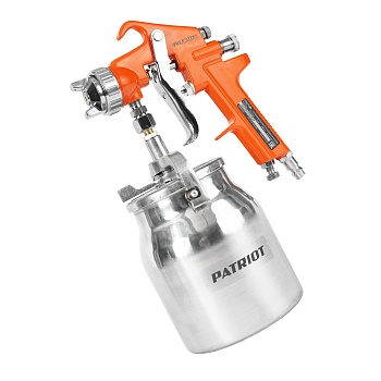 Пистолет краскораспылительный "PATRIOT" HVLP 1,8B, нижний бачок 1.0л, сопло 1,8мм, 100л/мин, 1/4"