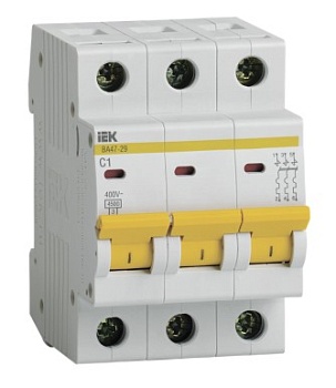 Выключатель автоматический модульный 3п C 1А 4.5kA ВА47-29 ИЭК MVA20-3-001-C