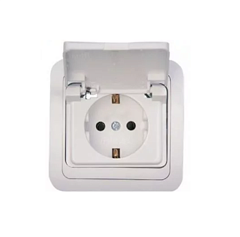 Розетка    С/П З/К с крышкой /белая/ (Makel) (22009)(12009)