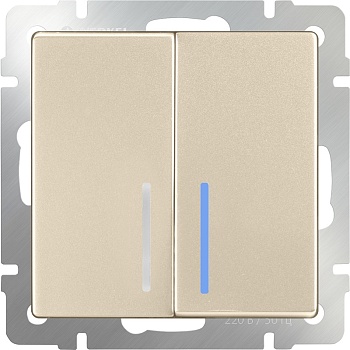 Механизм ВЫКЛЮЧАТЕЛЯ  2кл. с/п с подсветкой  (WERKEL) (шампань) (WL11-SW-2G-LED)