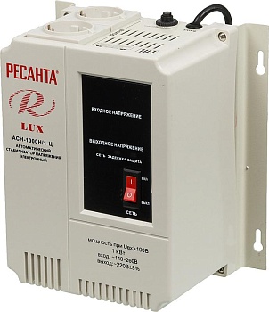 Стабилизатор напряжения АСН-1000 Н/1-Ц 1ф 1кВт настен. с одной розеткой IP20 релейный Lux Ресанта 63/6/14