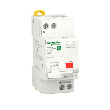 Выключатель автоматический дифференциального тока (ДИФ) RESI9 1P+N С 25А 6000А 30мА тип A SchE R9D55625