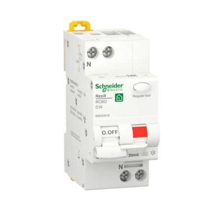 Выключатель автоматический дифференциального тока (ДИФ) RESI9 1P+N С 16А 6000А 30мА тип A SchE R9D55616